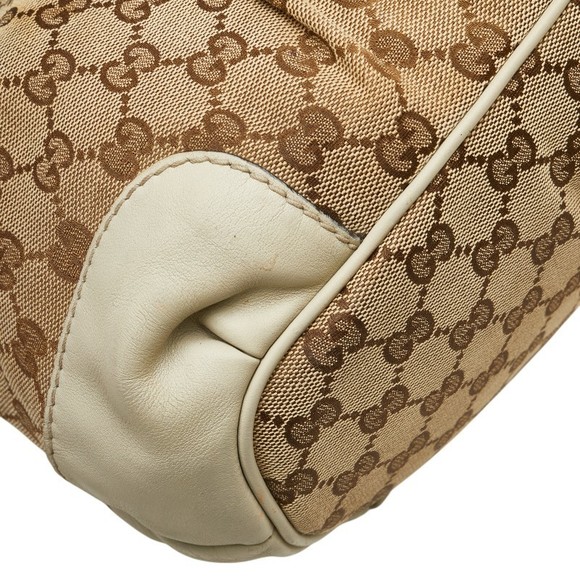 Gucci GG Canvas Sukey Shoulder Bag Beige White Leather - Picture 7 of 10